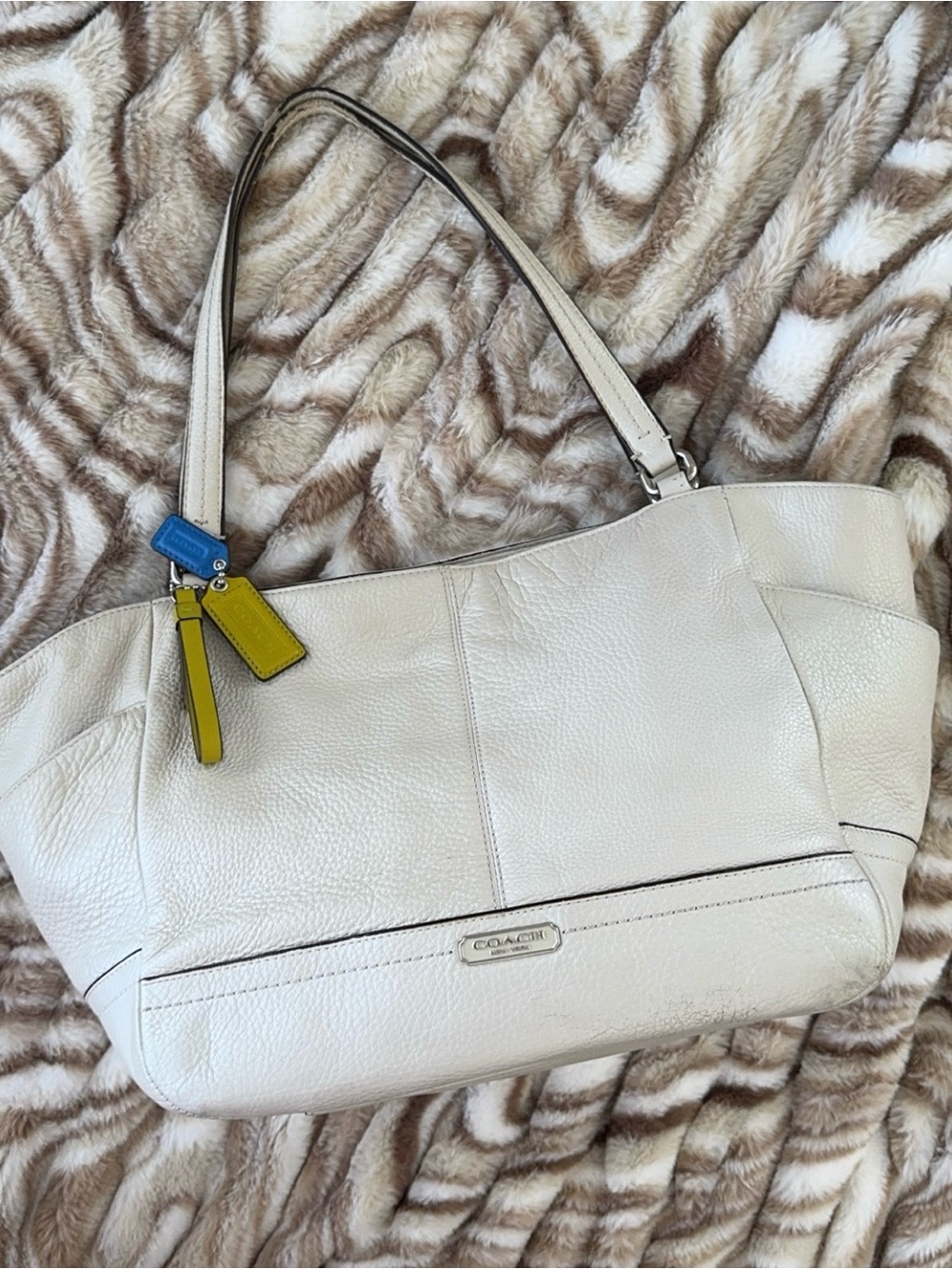Coach White Leather Tote